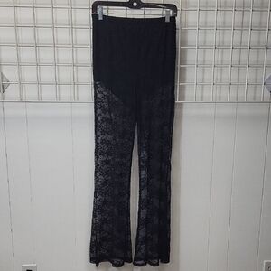 Black Lace Flare Pants, Size Small